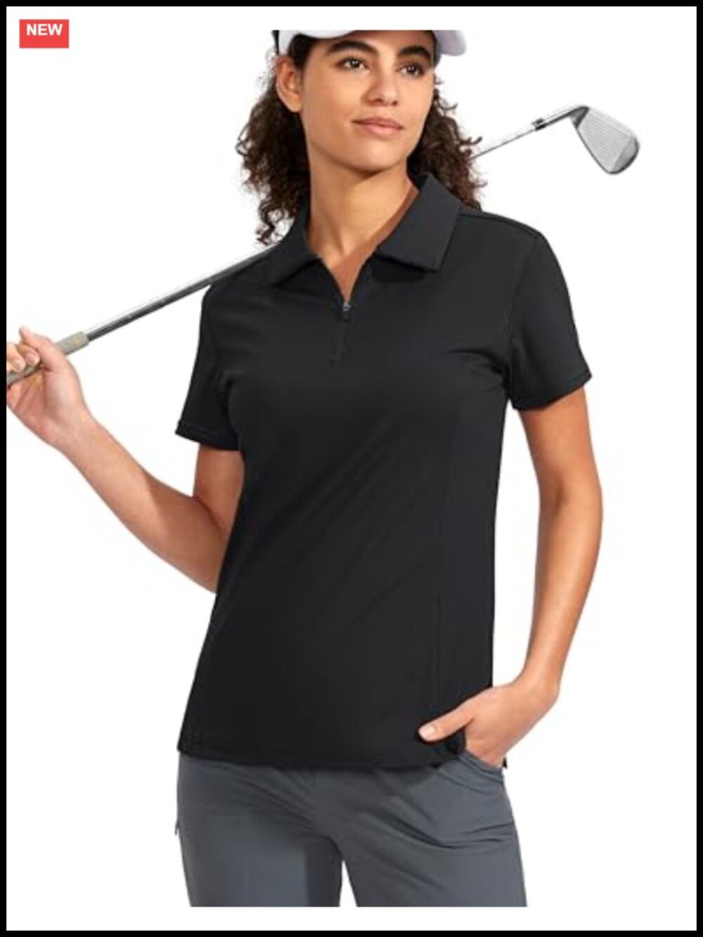 Women's Quick Dry Stretch Golf Polo Shirt UPF 50+ Short Sleeve Zip
